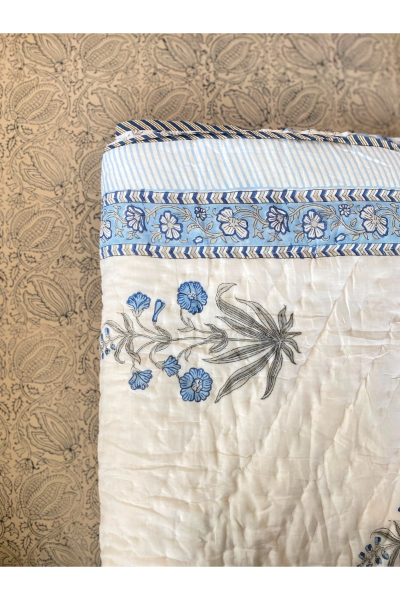 Blue Floral Reversible Quilts -  TM-DQ-303(e) 